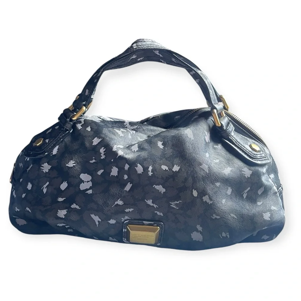 Marc Jacobs Black and Gray Hobo Bag with Metallic Accents